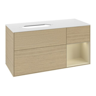 V&B Meuble sous lavabo Finion 120x60 cm, tiroirs droite gauche, laqué, placage Oa