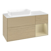 V&B Meuble sous lavabo Finion 120x60 cm, tiroirs droite gauche, laqué, placage Oa-4