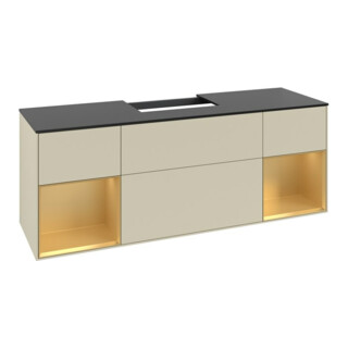 V&B Meuble sous lavabo Finion 160 cm, 1 porte, laque dorée mate