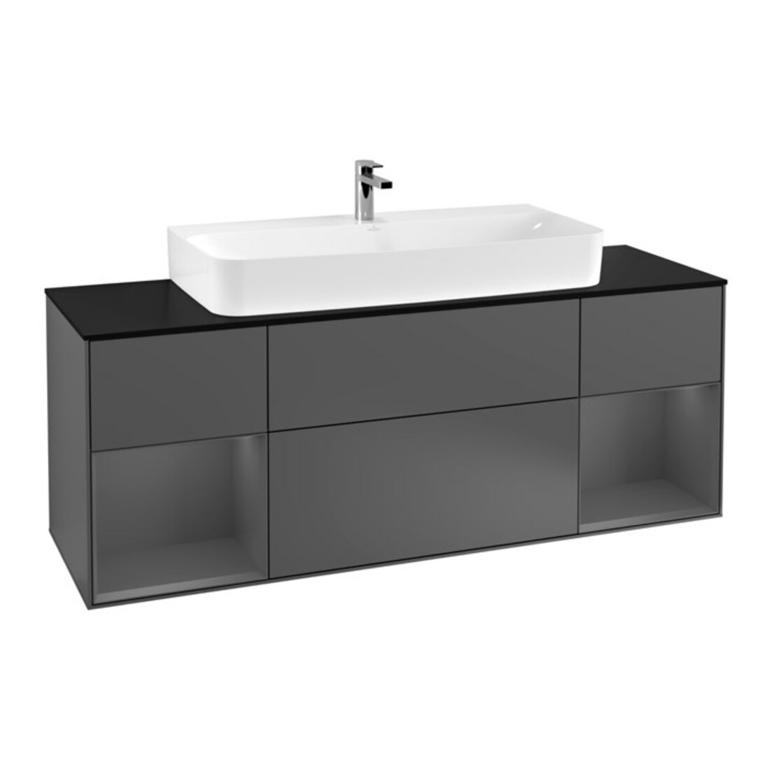 V&B Meuble sous lavabo Finion 160 cm, anthracite mat avec laque anthracite