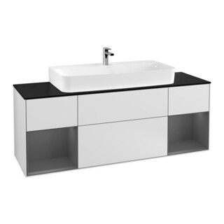 V&B Meuble sous-lavabo Finion 160 cm, anthracite mat laqué, blanc mat laqué
