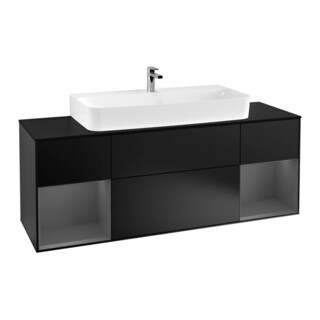 V&B Meuble sous lavabo Finion 160 cm, anthracite mat laqué, bleu mat laqué