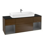 V&B Meuble sous lavabo Finion 160 cm, anthracite mat laqué, placage noyer