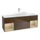V&B Meuble sous lavabo Finion 160 cm, blanc, avec éclairage mural, tiroir ven Walnut-1