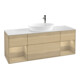 V&B Meuble sous lavabo Finion 160 cm, blanc brillant, avec tiroir ouvert-1