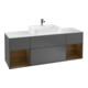 V&B Meuble sous lavabo Finion 160 cm, blanc, étagère noyer, anthracite