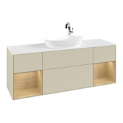 V&B Meuble sous lavabo Finion 160 cm, blanc mat, avec tiroir, gris mat laqué-3