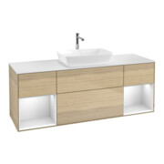 V&B Meuble sous lavabo Finion 160 cm, blanc mat, façade blanc mat laqué, poignée ven