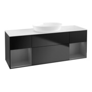 V&B Meuble sous lavabo Finion 160 cm, blanc mat, face A mate laquée, bleu mate laquée