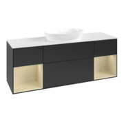 V&B Meuble sous lavabo Finion 160 cm, blanc mat, gris moyen laqué, bleu moyen laqué