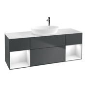 V&B Meuble sous-lavabo Finion 160 cm, blanc mat, laqué brillant, avec tiroir, laqué