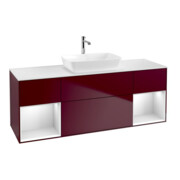 V&B Meuble sous lavabo Finion 160 cm, blanc mat, laqué mat, poignée métal