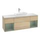 V&B Meuble sous-lavabo Finion 160 cm, blanc mat, poignée olivier mat, finition laquée, ven.-1