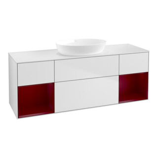 V&B Meuble sous lavabo Finion 160 cm, blanc mat, porte avec laque, blanc avec laque