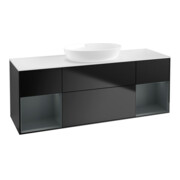 V&B Meuble sous lavabo Finion 160 cm, blanc mat, rangement moyen mat laqué, bleu mat laqué