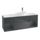 V&B Meuble sous lavabo Finion 160 cm, blanc mat, rangements médium mat laqué, médium bleu mat laqué-1