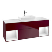 V&B Meuble sous lavabo Finion 160 cm, blanc mat, tablette blanche laquée, poignée métal-1