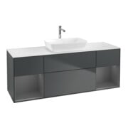 V&B Meuble sous lavabo Finion 160 cm, blanc mat, tiroir A mat, avec poignée bleue mat