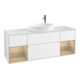 V&B Meuble sous-lavabo Finion 160 cm, blanc mat, tiroir ouvert, blanc brillant laqué-1