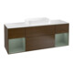 V&B Meuble sous lavabo Finion 160 cm, blanc mat, tiroirs huilés avec laque, noyer veinée-1