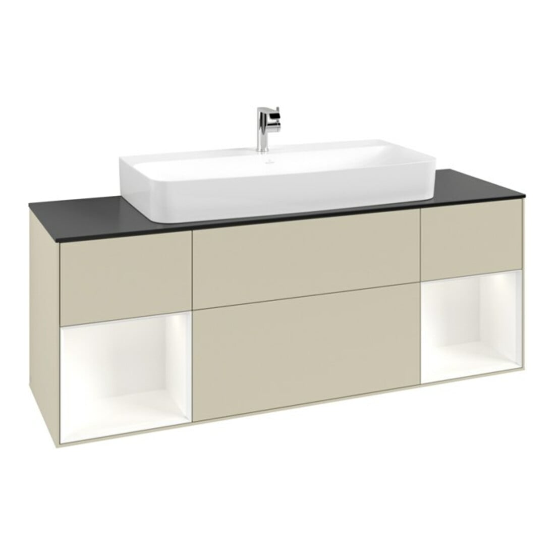 V&B Meuble sous lavabo Finion 160 cm, blanc régulier, laqué mat gris si
