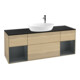 V&B Meuble sous lavabo Finion 160 cm, bleu clair, 1 porte, laqué, ouverture à pression-1