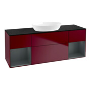 V&B Meuble sous lavabo Finion 160 cm, bleu clair, 1 porte, laqué, poignée métal