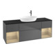 V&B Meuble sous lavabo Finion 160 cm, bleu clair, étagère ouverte, anthracite m-1