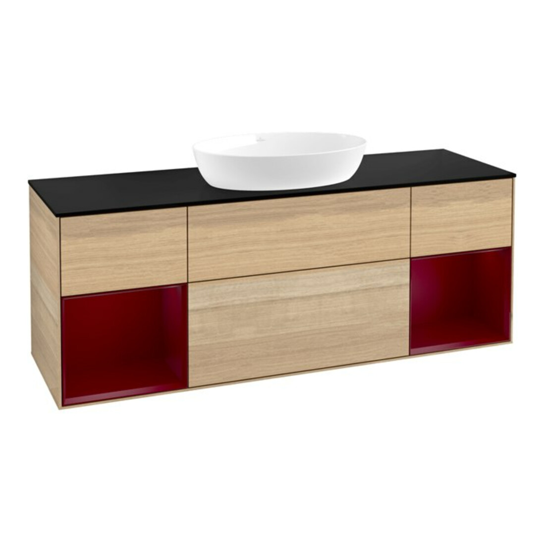 V&B Meuble sous lavabo Finion 160 cm, bleu clair, étagère Peo m Lac, Oa ven