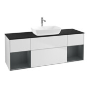 V&B Meuble sous lavabo Finion 160 cm, bleu clair mat, étagère moyenne mate laquée, blanc mat laqué