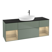 V&B Meuble sous lavabo Finion 160 cm, bleu clair, porte à droite, huile avec laque