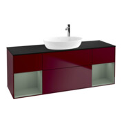 V&B Meuble sous lavabo Finion 160 cm, bleu clair, porte avec laque, tiroir avec poignée