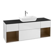 V&B Meuble sous lavabo Finion 160 cm, bleu clair, rangement mural, blanc mat laqué