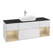 V&B Meuble sous lavabo Finion 160 cm, bleu clair, réglette, blanc mat laqué