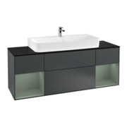 V&B Meuble sous lavabo Finion 160 cm, chêne huilé mat avec laque bleue