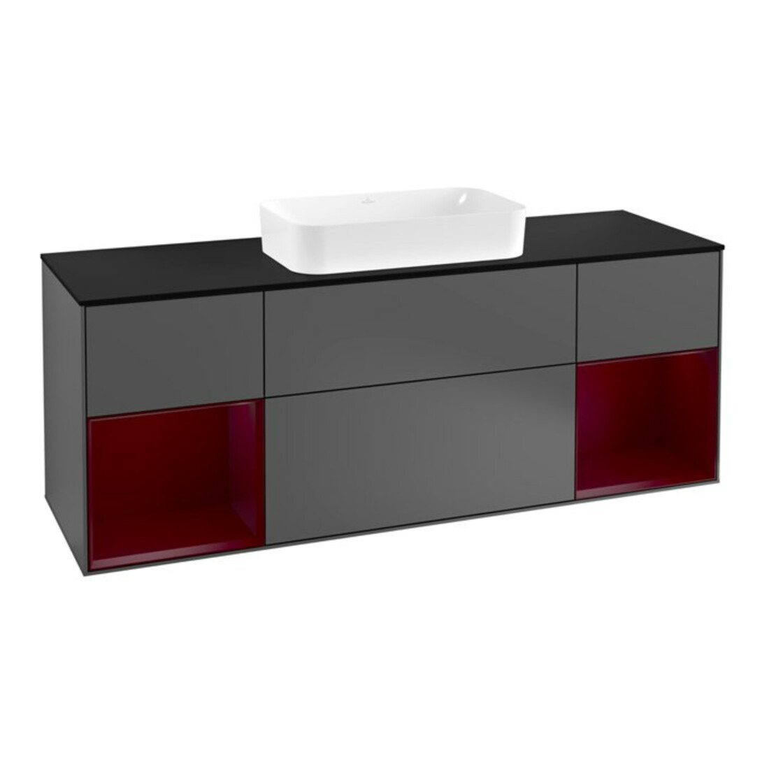 V&B Meuble sous lavabo Finion 160 cm, éclairage mural, anthracite