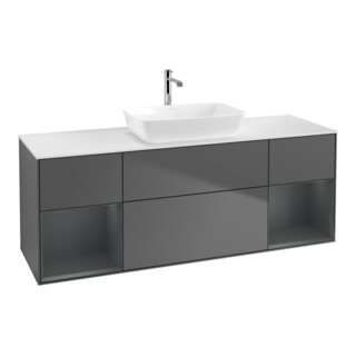 V&B Meuble sous lavabo Finion 160 cm, éclairage mural, anthracite, laqué