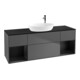 V&B Meuble sous-lavabo Finion 160 cm, éclairage mural, anthracite, laqué bleu mat-1