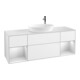 V&B Meuble sous lavabo Finion 160 cm, éclairage mural, blanc brillant laqué-1