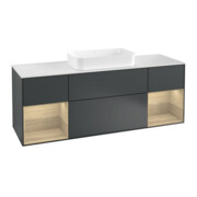 V&B Meuble sous lavabo Finion 160 cm, éclairage mural, blanc mat, réglette, miroir avec éclairage LED