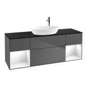 V&B Meuble sous-lavabo Finion 160 cm, éclairage mural, laqué blanc, anthracite m