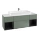 V&B Meuble sous lavabo Finion 160 cm, éclairage mural, laque bleue m, laque mate olive-1