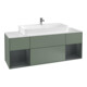 V&B Meuble sous-lavabo Finion 160 cm, éclairage mural, laque mat olive-1