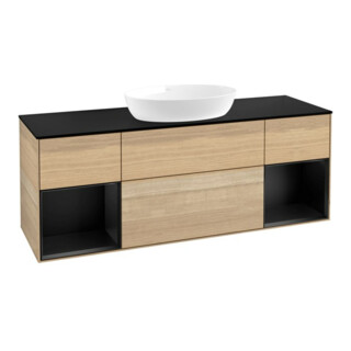 V&B Meuble sous-lavabo Finion 160 cm, éclairage mural, Pl bleu m, étagère bleu m Lac, Oa ven