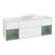V&B Meuble sous lavabo Finion 160 cm, éclairage mural, placage bois, laque blanc brillant