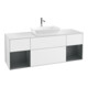 V&B Meuble sous lavabo Finion 160 cm, éclairage mural, placage bois, laqué blanc brillant-1