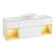 V&B Meuble sous-lavabo Finion 160 cm, éclairage mural, placage bois m, laque or m, laque blanc brillant-1