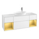 V&B Meuble sous lavabo Finion 160 cm, éclairage mural, placage bois m, laqué or m, laqué blanc brillant-1