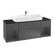 V&B Meuble sous-lavabo Finion 160 cm, étagère avec laque, anthracite mat