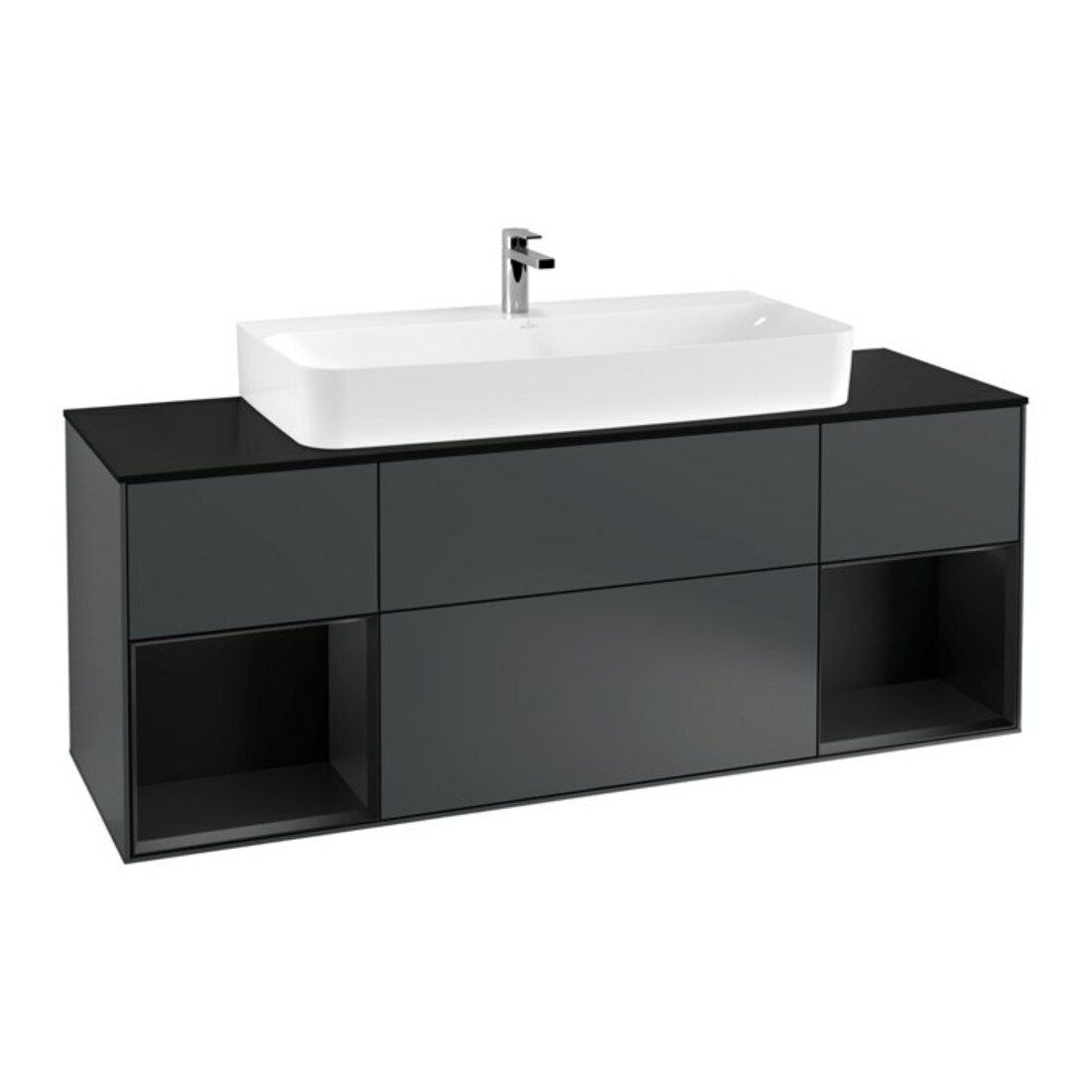 V&B Meuble sous lavabo Finion 160 cm, étagère bleue mat laqué, façade bleue mat laqué